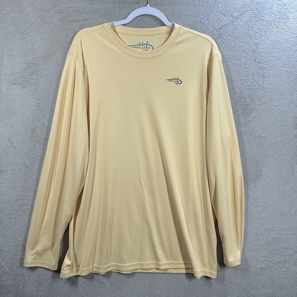 Reef Men's Long Sleeve Shirt Size‎ XL Yellow Graphic Print Performance